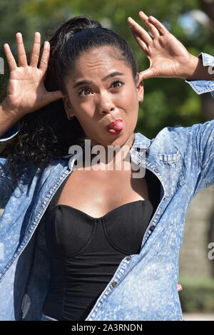 Beautiful Mature Woman Is Making Funny Faces Stock Photo Alamy