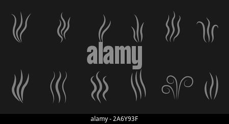 Steam Line Symbols Smell Of Cooking Food Vapour Smoke Outline Vector