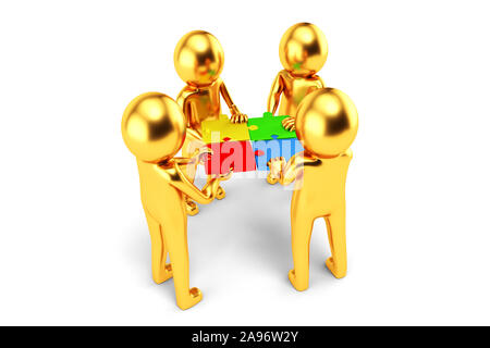 Men Making Puzzle Digitally Generated Image Stock Photo Alamy