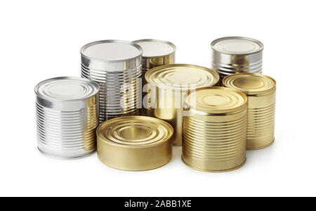 Food Tin Cans Isolated On White Background Stock Photo Alamy