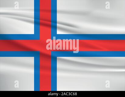 Faroe Official National Waving Flag Denmark Europe Vector