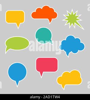 Multicolored Speech Bubble Sticker Icon Illustration Set Stock Photo