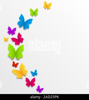 Abstract Spring Background With Rainbow Butterflies And Fantasy