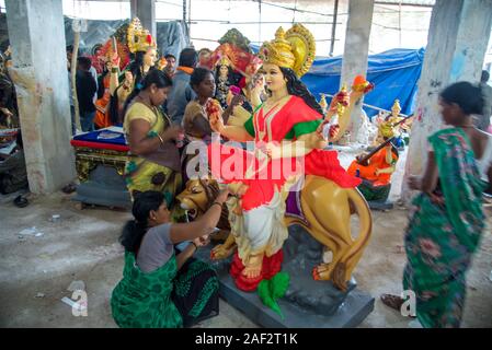 Durga Sculpture Mud Idol Sculptor Nude Durga Pooja Female