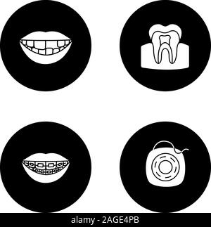 Set Of Teeth Silhouettes Icons Dental Signs Illustration Stock Vector