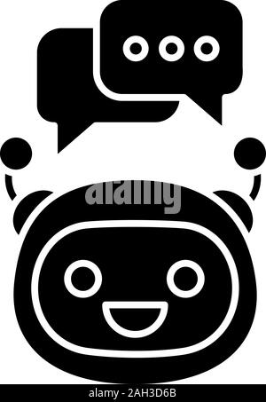 Chatbot Typing Answer Glyph Icon Silhouette Symbol Talkbot With Three