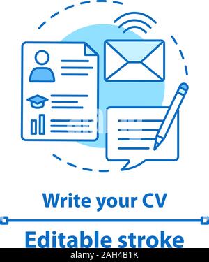 Curriculum Vitae Document Editable Stroke Outline Icon Isolated On