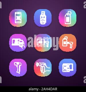 Barcodes App Icons Set UI UX User Interface Linear Barcode In Hand