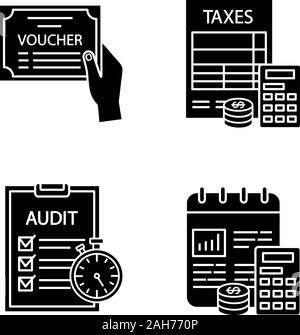 Audit Glyph Icons Set Taxes Return Annual Report Auditor Project