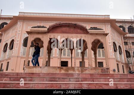 Visitors At The Sheesh Mahal Palace Of Mirrors In Patiala District Of