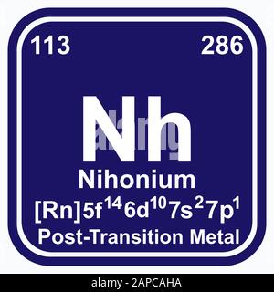 Nh Nihonium Chemical Element Periodic Table Single Vector Illustration