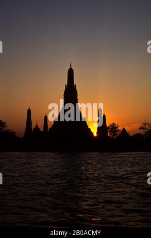 The Wat Arun At The Mae Nam Chao Phraya River In The City Of Bangkok In