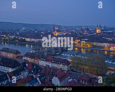 Old Town With Cathedral And Old Main Bridge Wurzburg Franconia