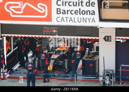 Red Bull F Team Garage In Pit Lane At F Winter Testing At Montmelo