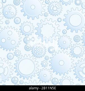 Vector Drawing Mechanical Cogwheel Seamless Pattern Lined Grey Gear