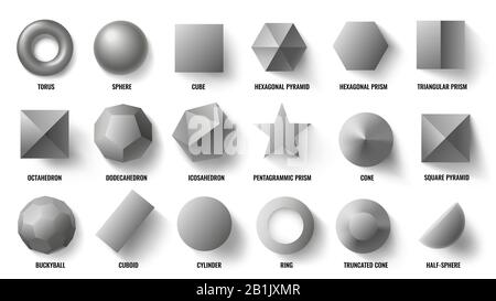 Top View Realistic Math Basic Shapes Isolated On Transparent Background