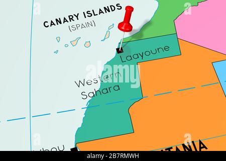 Western Sahara Political Map With Capital Laayoune National Borders