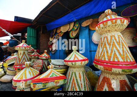 Traditional Injera Baskets On Sale At The Mercato Market In Addis Ababa