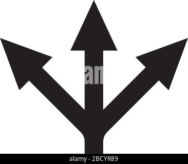 Three Way Direction Arrow Icon Road Direction Sign Stock Vector Image