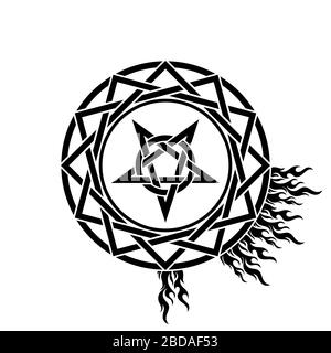 Pentagram Pentacle Wicca Star Black Brush Style Hand Drawn Tattoo