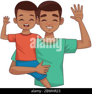 Afro Father Lifting Son Parents Characters Stock Vector Image Art Alamy