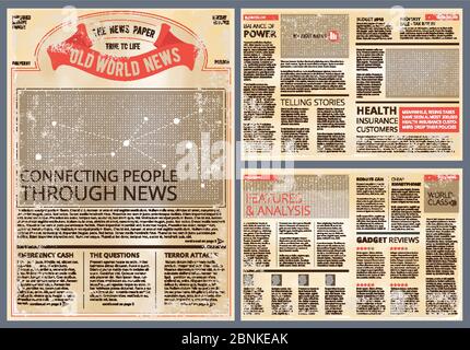 Vintage Newspaper Vector Template With Newsprint Text Illustration Of