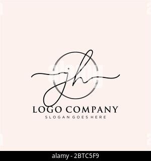 Initial Jh Handwriting Logo With Circle Template Vector Stock Vector