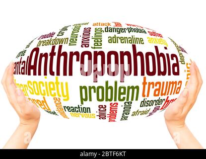 Anthropophobia Fear Of People Or Society Word Cloud Concept On White