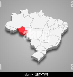 Map Of Rondonia State Of Brazil And Location On Brazilian Map Stock