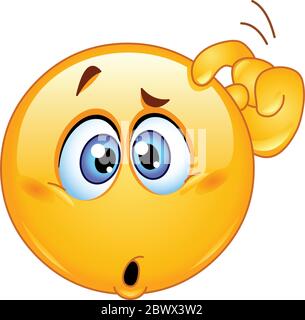 Thinking Emoticon Question Face Emoji Vector Illustration Stock