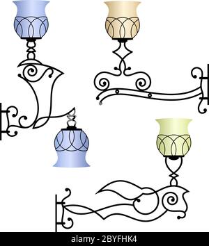 Wrought Iron Wall Lamp Vector Illustration Stock Vector Image Art Alamy