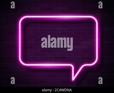 Neon Purple Speech Bubble Frame On A Transparent Background Bright