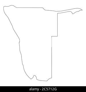 Namibia Solid Black Outline Border Map Of Country Area Simple Flat Vector Illustration Stock