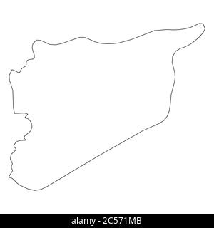 Syria Solid Black Outline Border Map Of Country Area Simple Flat