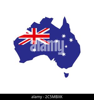 Australian Map Flag Map Of Australia With The National Flag Of