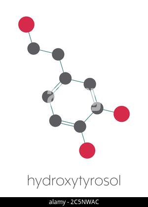 Hydroxytyrosol Olive Oil Antioxidant Molecule Skeletal Formula Stock