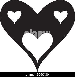 Hearts Inside Heart Silhouette Style Icon Design Of Love Passion And