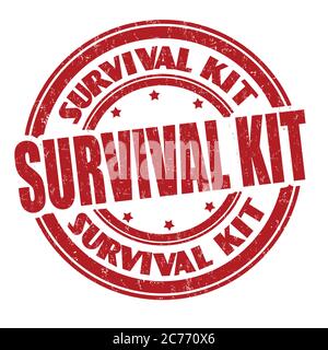 Survival Kit Label Or Sticker On White Background Vector Illustration