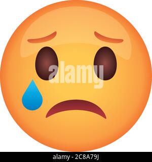 Crying Emoji Face Classic Line Style Icon Vector Illustration Design