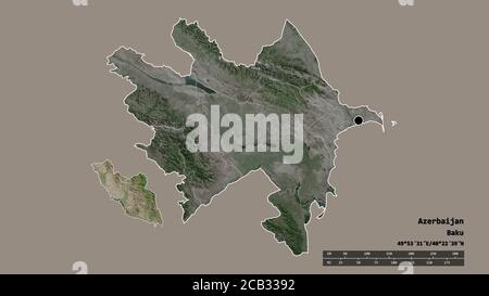 Desaturated Shape Of Azerbaijan With Its Capital Main Regional