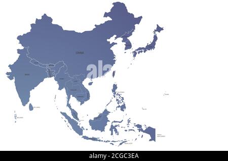 Asian Countries Named Vector Map Stock Vector Image Art Alamy