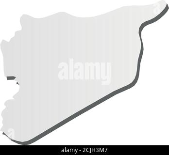 Syria Solid Black Outline Border Map Of Country Area Simple Flat