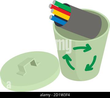 Isolated Colored Isometric Garbage Recycling Icon Set With Garbage