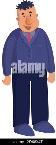 Cheerful Fat Business Man Businessman Cartoon Character Holds