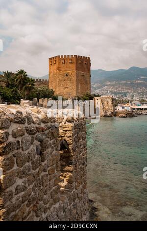 Kizil Kule Ancient Red Tower In Port Of Alanya Turkey Stock Photo