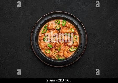 Bicol Express Stew In Black Bowl Isolated On White Filipino Cuisine