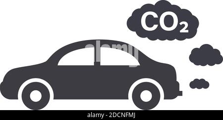 Car With Smog Exhaust Clouds Symbol Pollution Warning Traffic Street