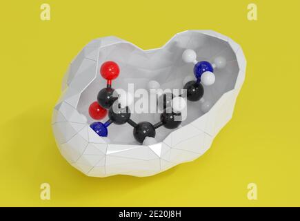 Lysine L Lysine Lys K Amino Acid Molecule 3D Rendering Ball And