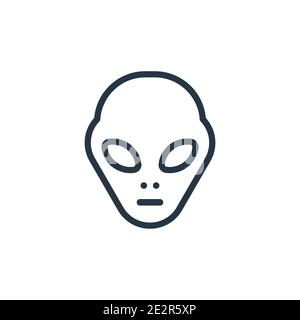 Alien Thin Line Icon Extraterrestrial Foreigner With Oval Face And