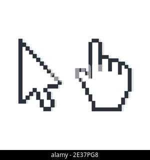 Mouse Cursor Icon Set Pixel And Smooth Arrows Hands And Hourglasses